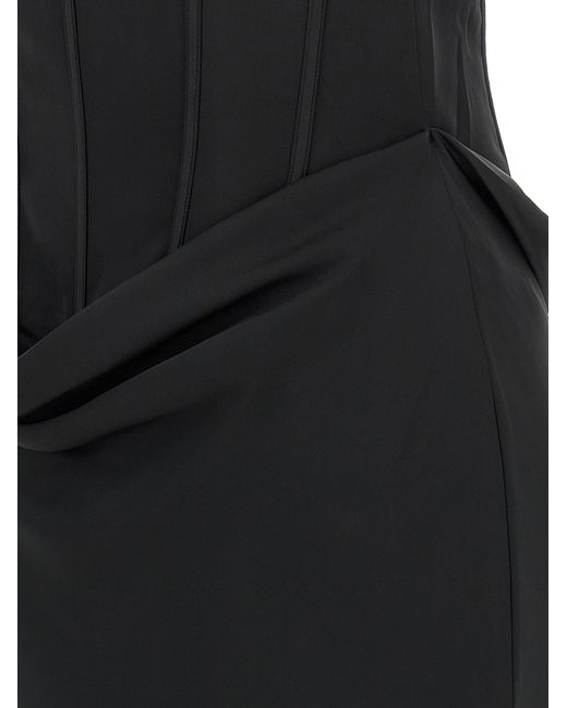 ROTATE BIRGER CHRISTENSEN Black 'Satin Corset Maxi' Dress
