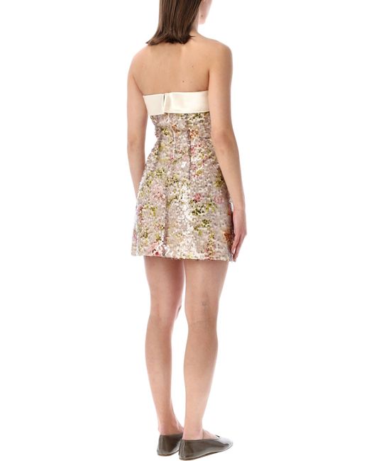Alberta Ferretti Natural Alberta Ferretti Floral Sequin Mini Dress