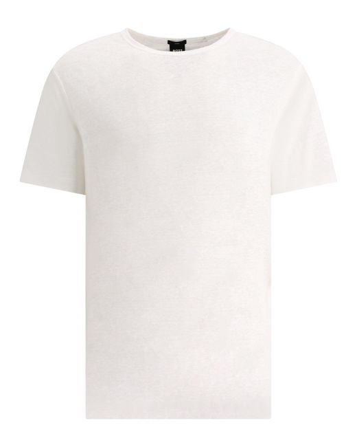 Boss "Tiburt" Leinen T -Shirt in White für Herren