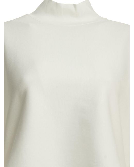 Alaïa White Asymmetrical Mock Neck T-Shirt