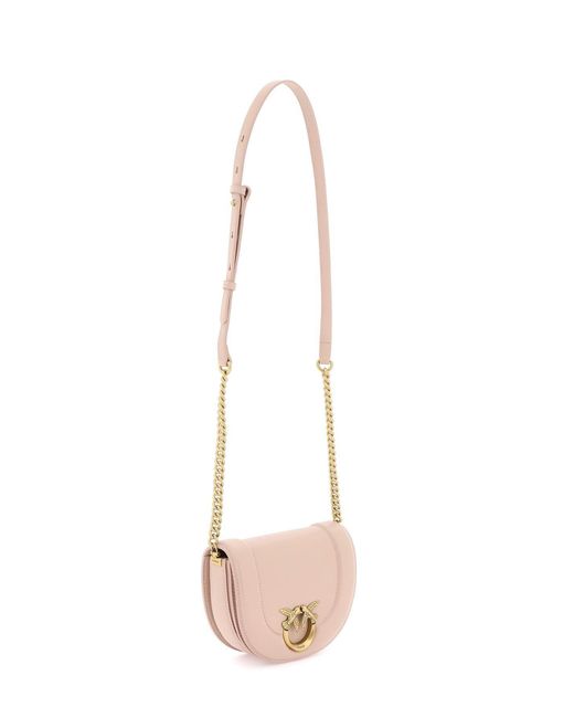 Pinko Pink Mini Love Bag Klicken Sie auf runde Leder -Umhängetasche
