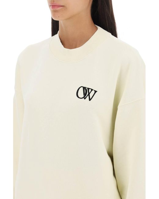Off White Crew Neck Sweatshirt mit gefährterem Logo di Off-White c/o Virgil Abloh in Natural