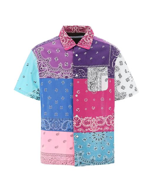Children of the discordance Kinder der Diskordanz kurzärmeliges Patchwork -Shirt mit Bandana -Drucken in Pink für Herren