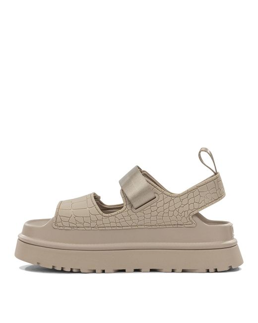 Ugg Gray "Goldenglow Embossed" Low Sandals