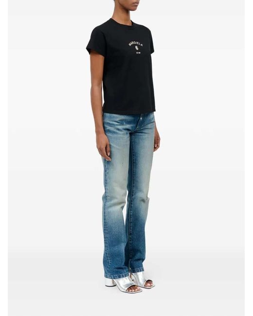 MM6 by Maison Margiela Black Printed T Shirt