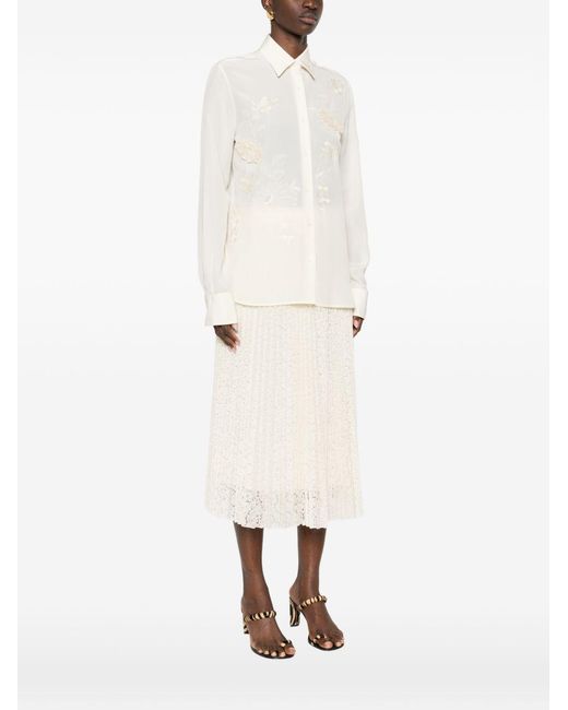 Ermanno Scervino White Embroidered Silk Shirt