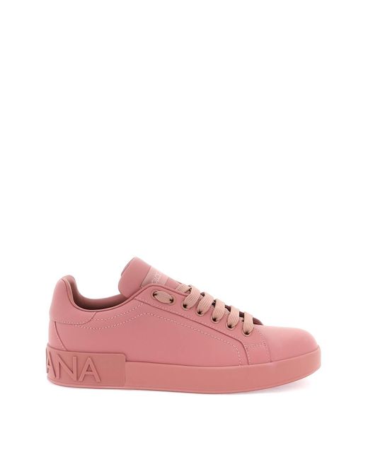 Dolce & Gabbana Pink Sneaker Portofino Aus Kalbsleder