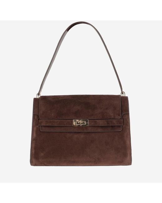 Tory Burch Brown Lee Radziwill Large Suede Bag