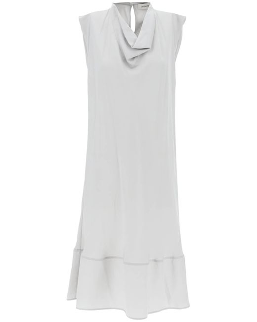 Lemaire White Midi Kleid mit diagonalem Schnitt