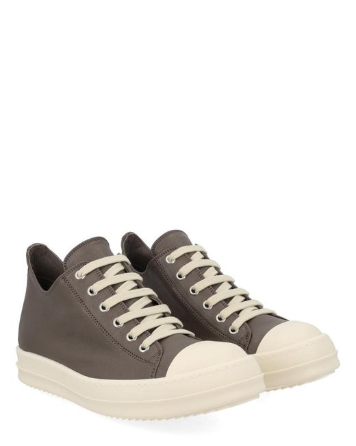 Rick Owens Brown Solid Low Sneakers