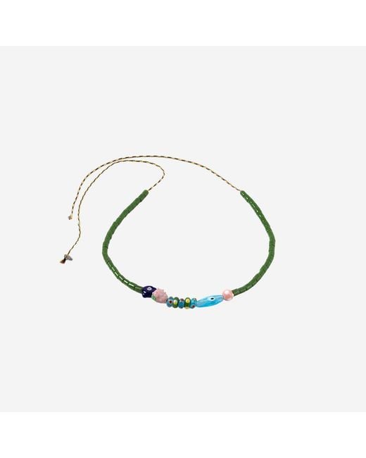 Sorbet Island White Necklace With Fish And Glass Beads