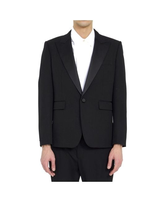 Saint Laurent Black Grain De Poudre Smoking Jacket for men