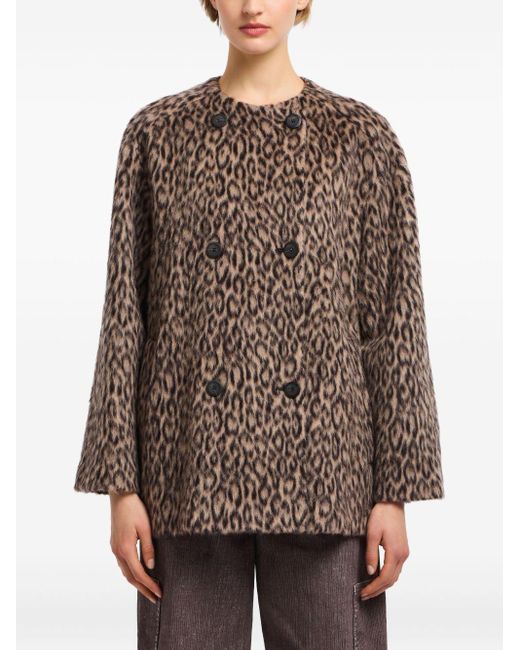Emporio Armani Brown Mantel Mit Leoparden-Print