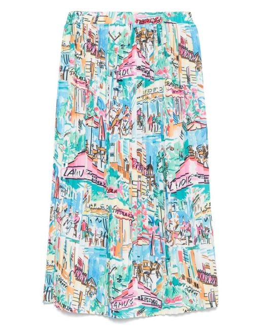 ALESSANDRO ENRIQUEZ Blue Printed Midi Skirt