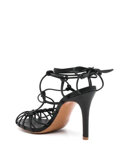 Forte_forte Black Thin Heel Sandals With Leather Tubular Laces for men