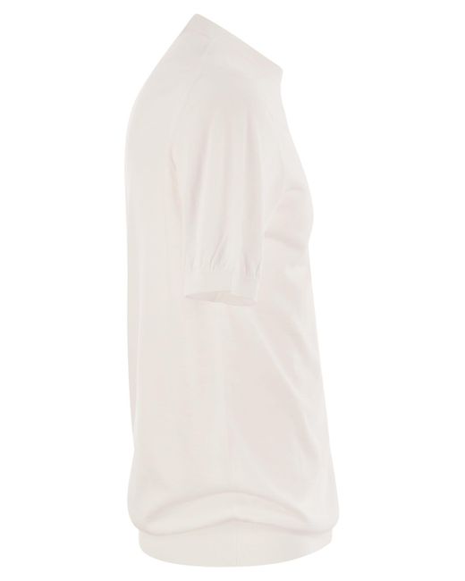 Fedeli White Giza Cotton T-Shirt for men