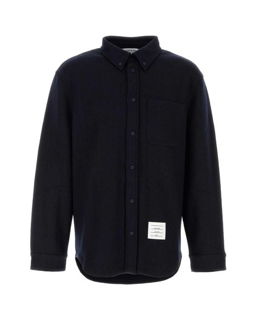 Thom Browne Blue Oversized Herringbone Shirt for men