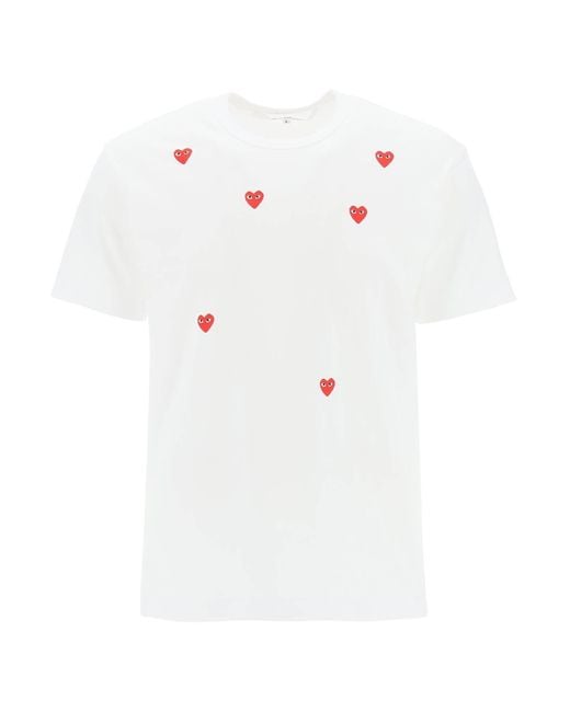 COMME DES GARÇONS PLAY White Comme des Garcons spielen "runde Nacken -T -Shirt mit Herzmuster