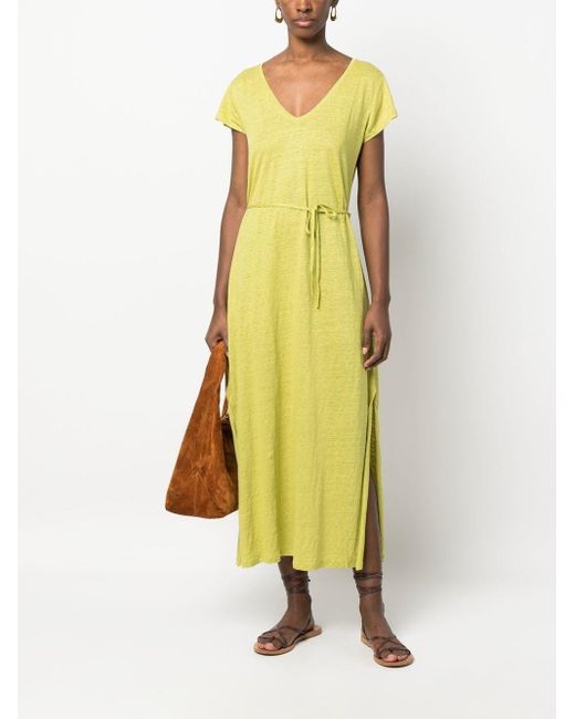Majestic Yellow Linen Blend Long Dress