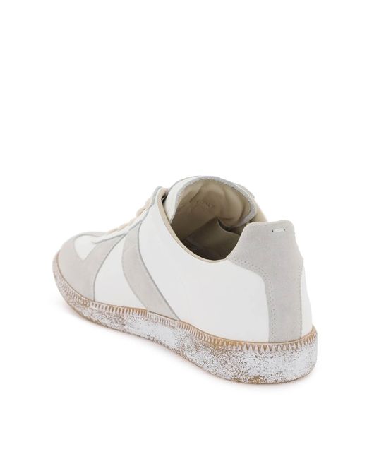 Maison Margiela Vintage Nappa En Suede Replica Sneakers In in het White voor heren
