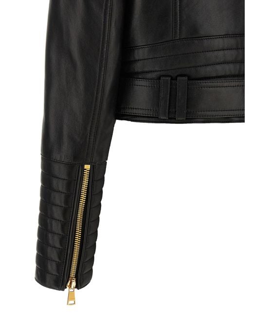 Chaqueta de cuero Balmain de color Black