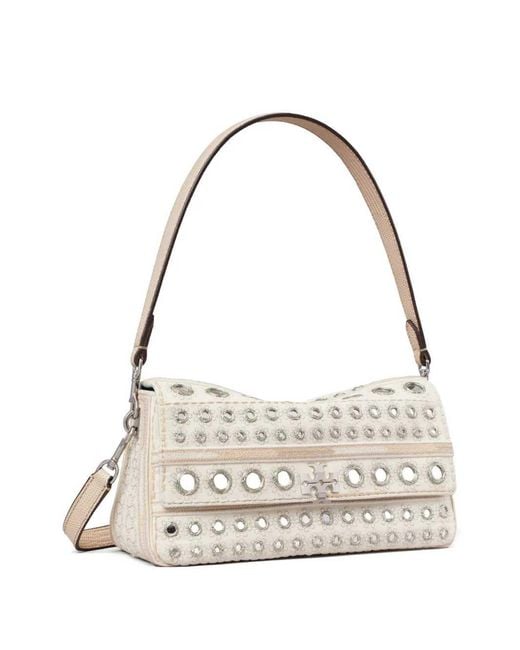 Tory Burch Metallic Small Charlie Embellished Shoulder Bag
