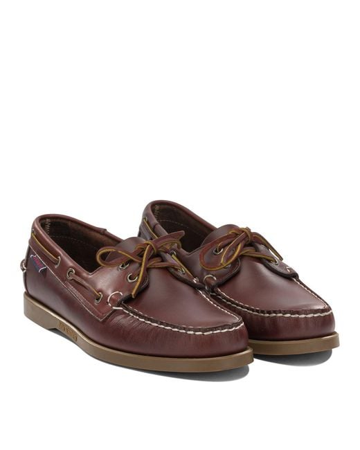Sebago Brown "Dockside Portland Waxed" Lace-Up Loafers