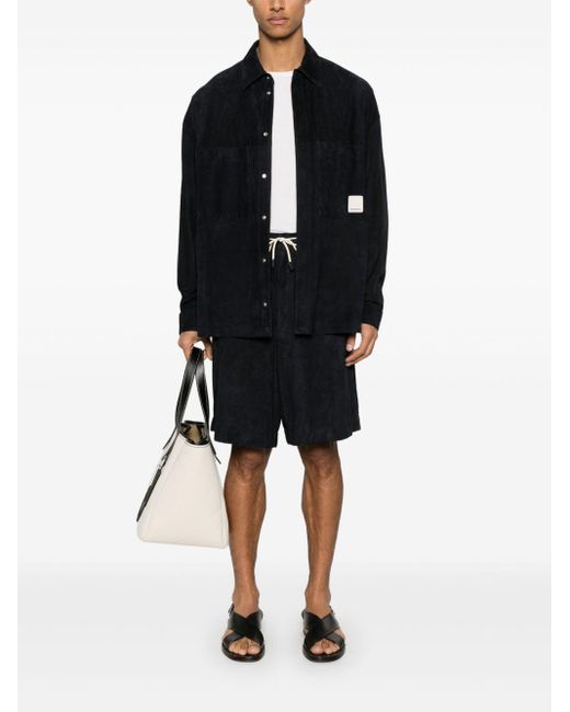 Emporio Armani Mitternachtsblaues Druckknopfhemd in Black für Herren