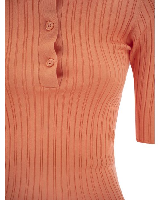 Silk and Cotton Blend Polo camisa Fabiana Filippi de color Orange