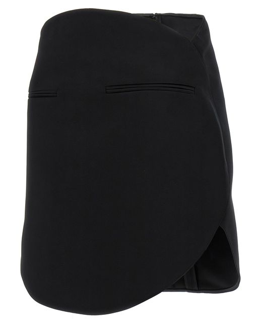 Jupe en satire de cercle des cours Courreges en coloris Black