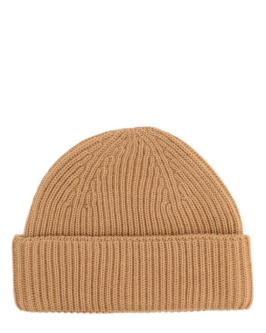 Maison Kitsuné Brown Beanie With Fox Patch