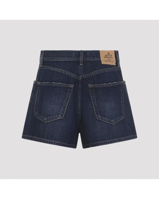 Prada Denimshort in het Blue