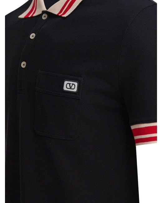 Valentino Cotton Short-sleeved Polo Shirt Polo Shirts Black for men
