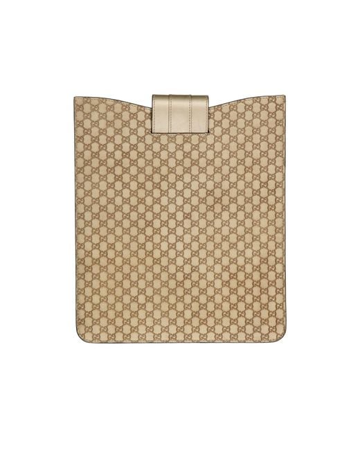 Cubierta del logotipo de iPad Leatter Gucci de hombre de color Metallic