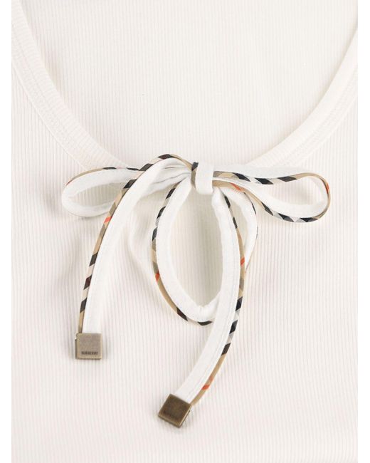 Burberry White Cotton Tank Top