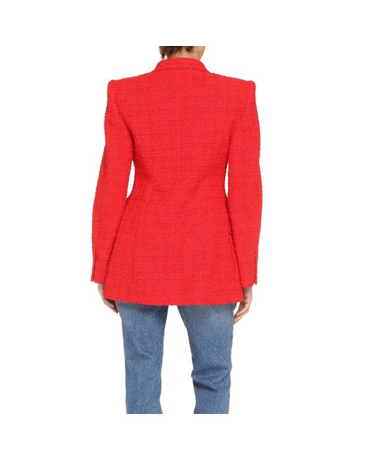 Balenciaga Red Tweed Blazer Jacket