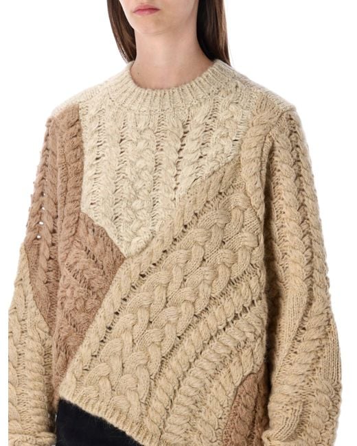 Isabel Marant Natural Patchwork Cable Knit Sweater