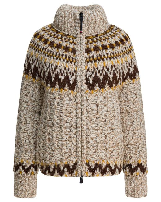 Moncler "girose" Donsjack Van Scheerwol in het Natural