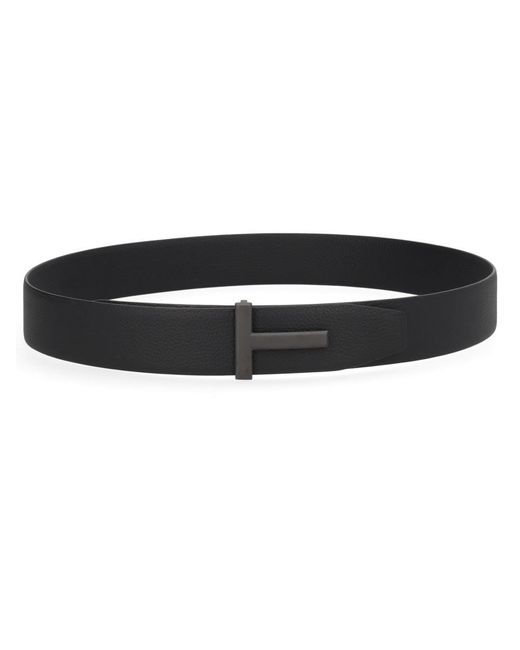 Tom Ford Black Belt With Buckle "T" for men