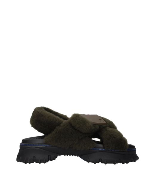 Burberry Black Slides And Clogs Fur/Lake