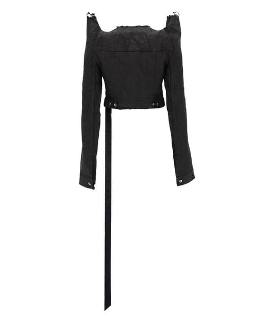 Rick Owens Black Solid V Neck Jacket