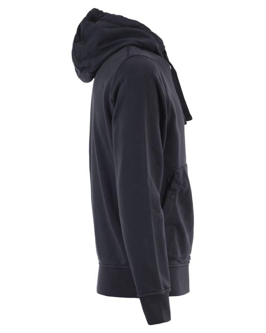 Stone Island Blue Regular Fit Sweatshirt With Hood And Kangaroo Pocket