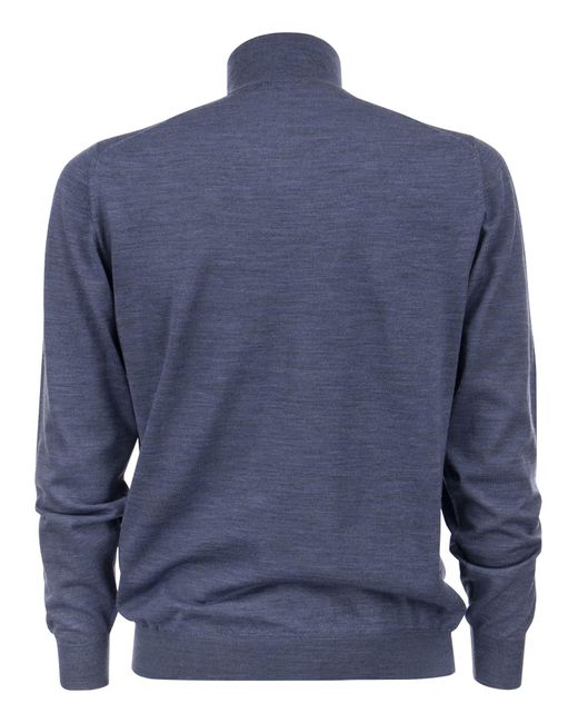 Suéter con cremallera de lana Fedeli de hombre de color Blue