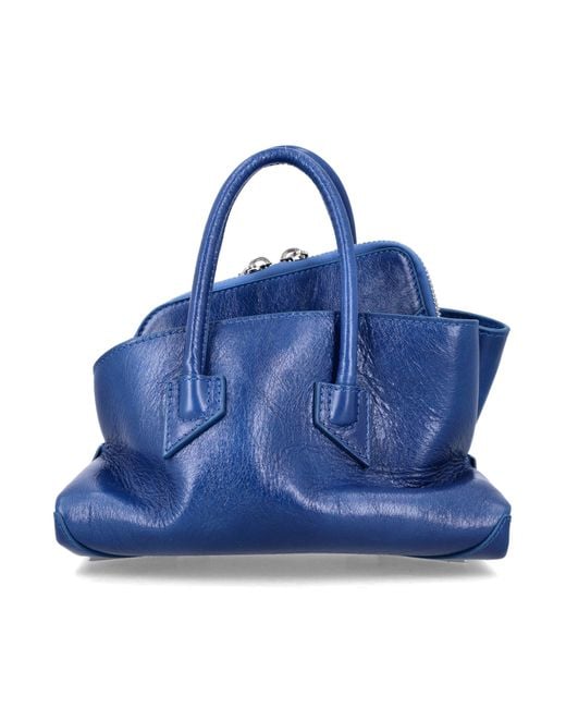 The Attico Blue La Passeggiata Mini Asymmetric Leather Tote