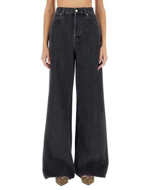 Gucci Black Wide Leg Denim Pants