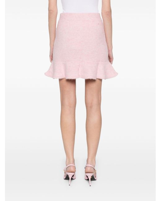 Self-Portrait Gebreide Mini-Rok in het Pink