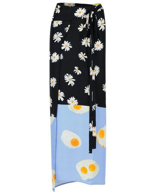 Moschino 'patchwork' Zwarte Zijderok in het White