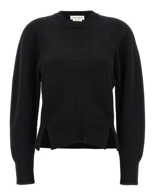 Alexander McQueen Black 'Chevron Corset' Sweater