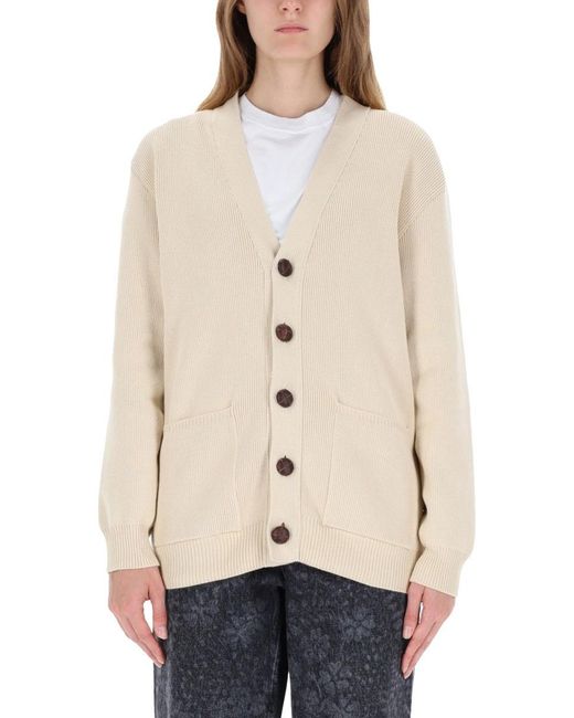 Golden Goose Deluxe Brand Natural Knit Cardigan With Button-Down Front
