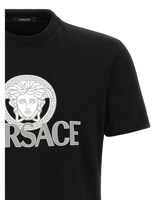 Black Cotton T-shirt Versace pour homme